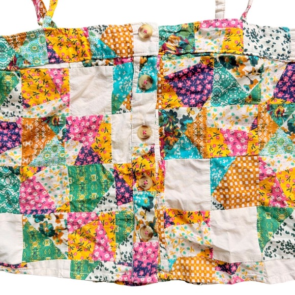 Anthropologie Patchwork Camisole Womens Med Multicolor Boho Cottagecore fairy - Picture 3 of 4